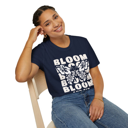 Bloom And Fly - Monochrome Floral Butterfly T-Shirt