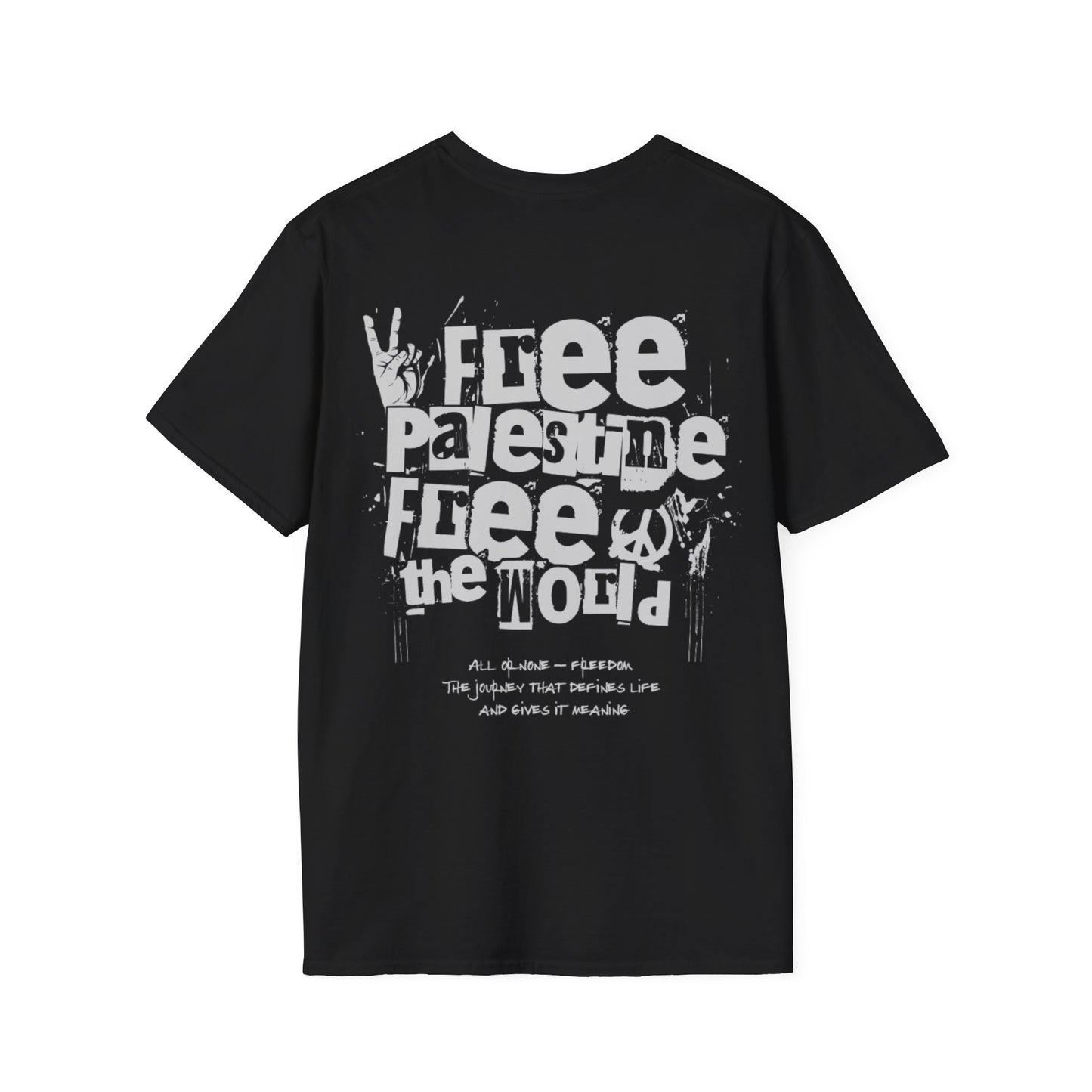 Free Palestine Free The World - Monochrome Graffiti T-Shirt