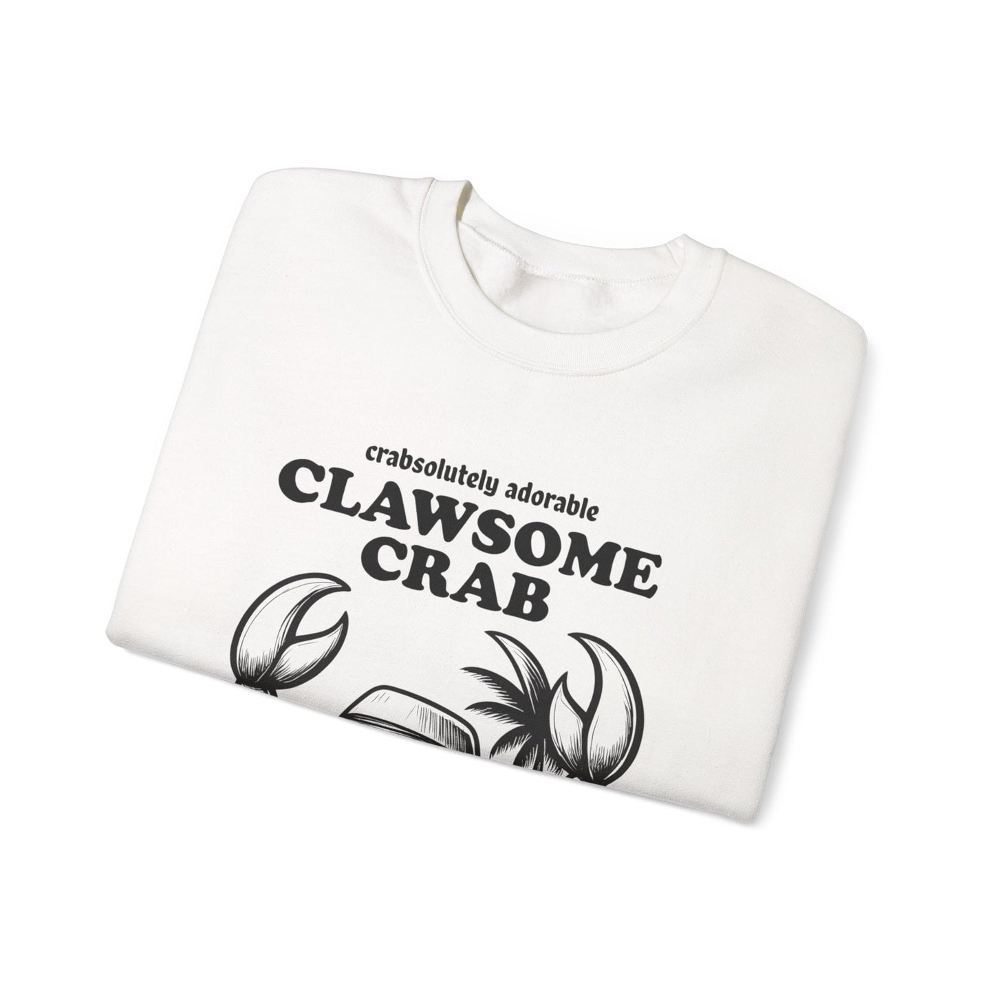 Crabsolutely Adorable Clawsome Crab - Playful Cartoon Crab With Sunglasses And Palm Tree  Sweatshirt