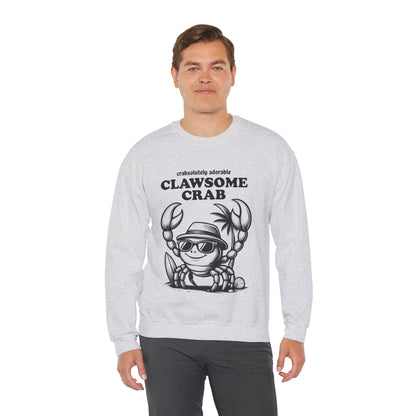 Crabsolutely Adorable Clawsome Crab - Playful Cartoon Crab With Sunglasses And Palm Tree  Sweatshirt