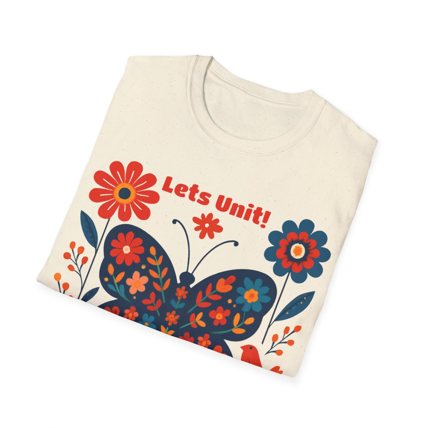 Lets Unit! - Vibrant Boho Butterfly Floral T-Shirt