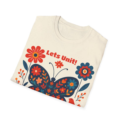 Lets Unit! - Vibrant Boho Butterfly Floral T-Shirt