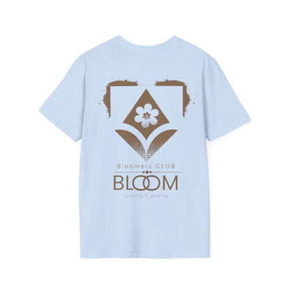Blooming Club T-Shirt –  Typography Logo Style Floral Front And Back Design