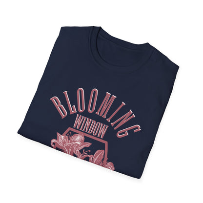 Blooming Window - Monochrome Pink Floral T-Shirt