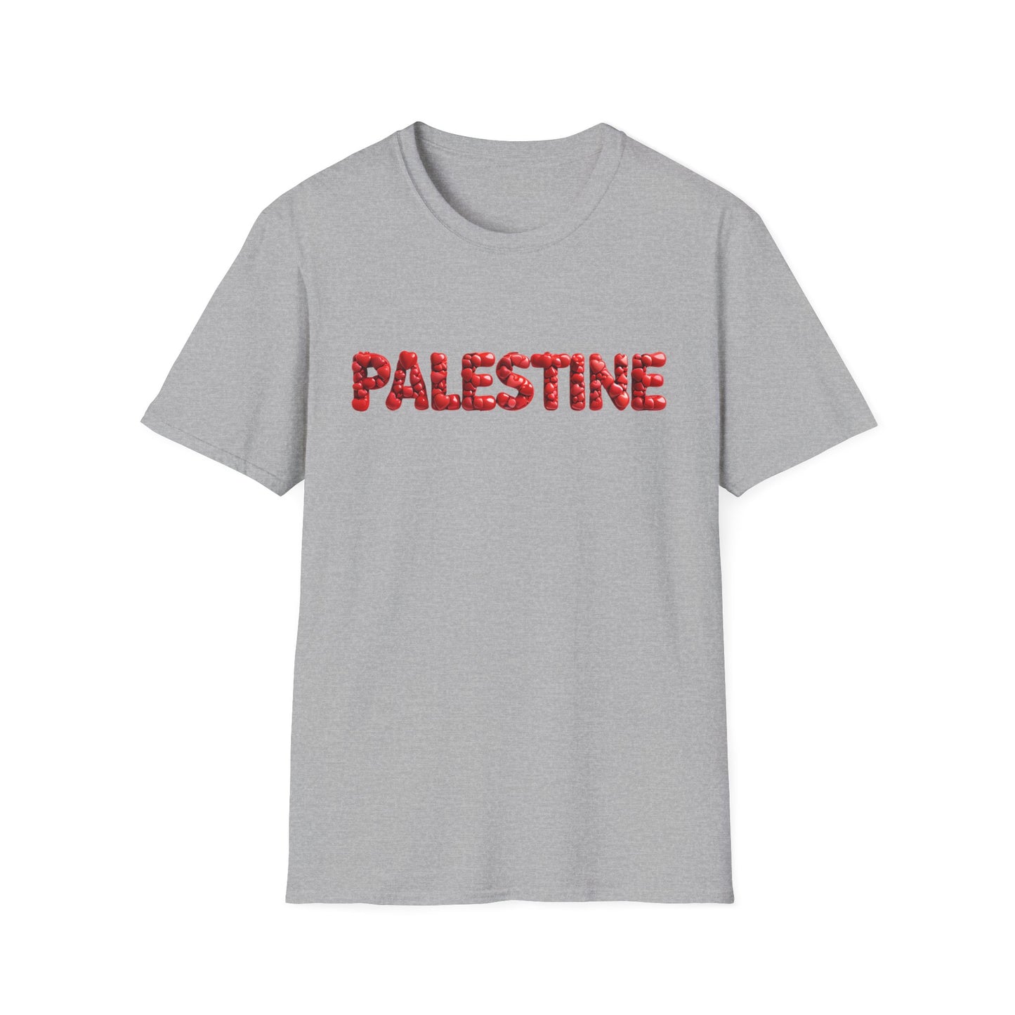 Palestine - Bubbly Red Hearts Typography T-Shirt