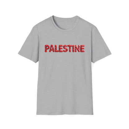 Palestine - Bubbly Red Hearts Typography T-Shirt