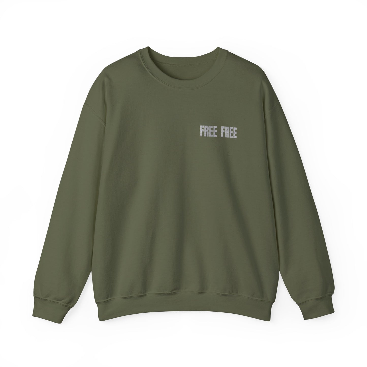 Free Free Free Palestine - Monochrome Metallic-like Style Typography  Front and Back Design Sweatshirt