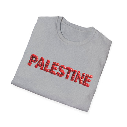 Palestine - Bubbly Red Hearts Typography T-Shirt