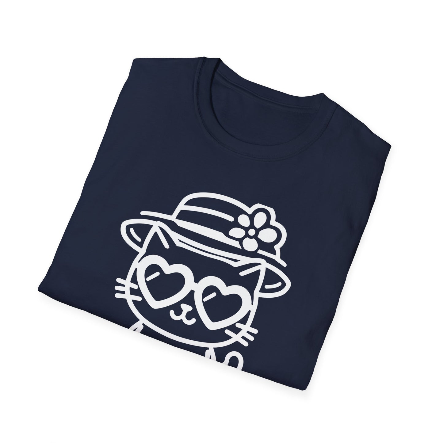 So Cool - Minimalistic Outline Kitten With Hat and Sunglasses T-Shirt