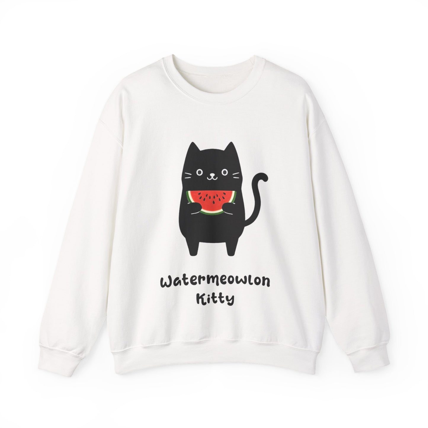 Watermeowlon Kitty - Playful Cat Silhouette with Colorful Watermelon slice Sweatshirt