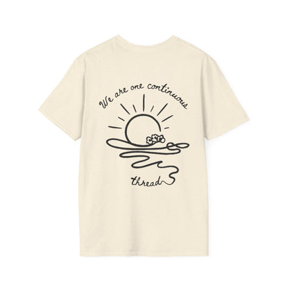 We are one continuous thread T-Shirt -  Minimalistic One-Line Sun, Water, Flowers Design
