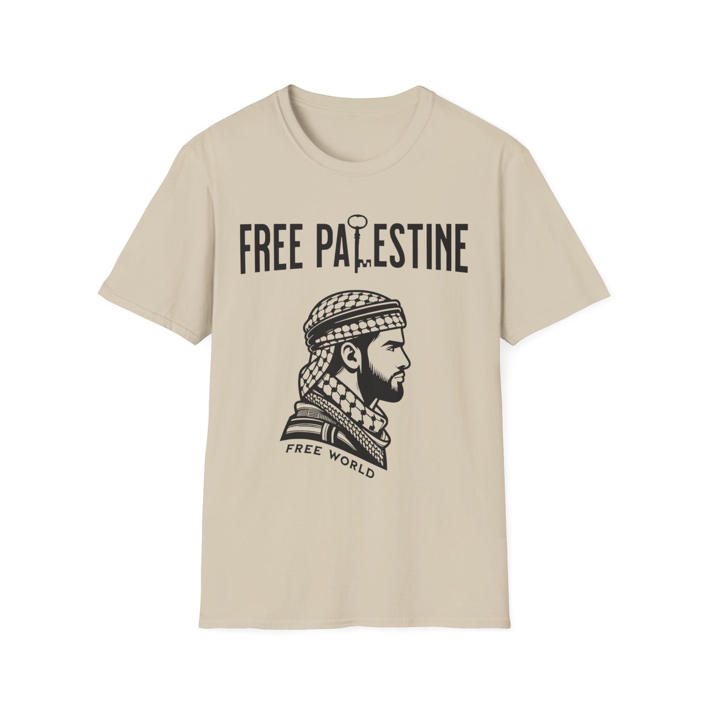Free Palestine Free World - Man Wearing Palestinian Kuffiyah
