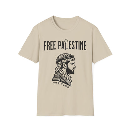Free Palestine Free World - Man Wearing Palestinian Kuffiyah