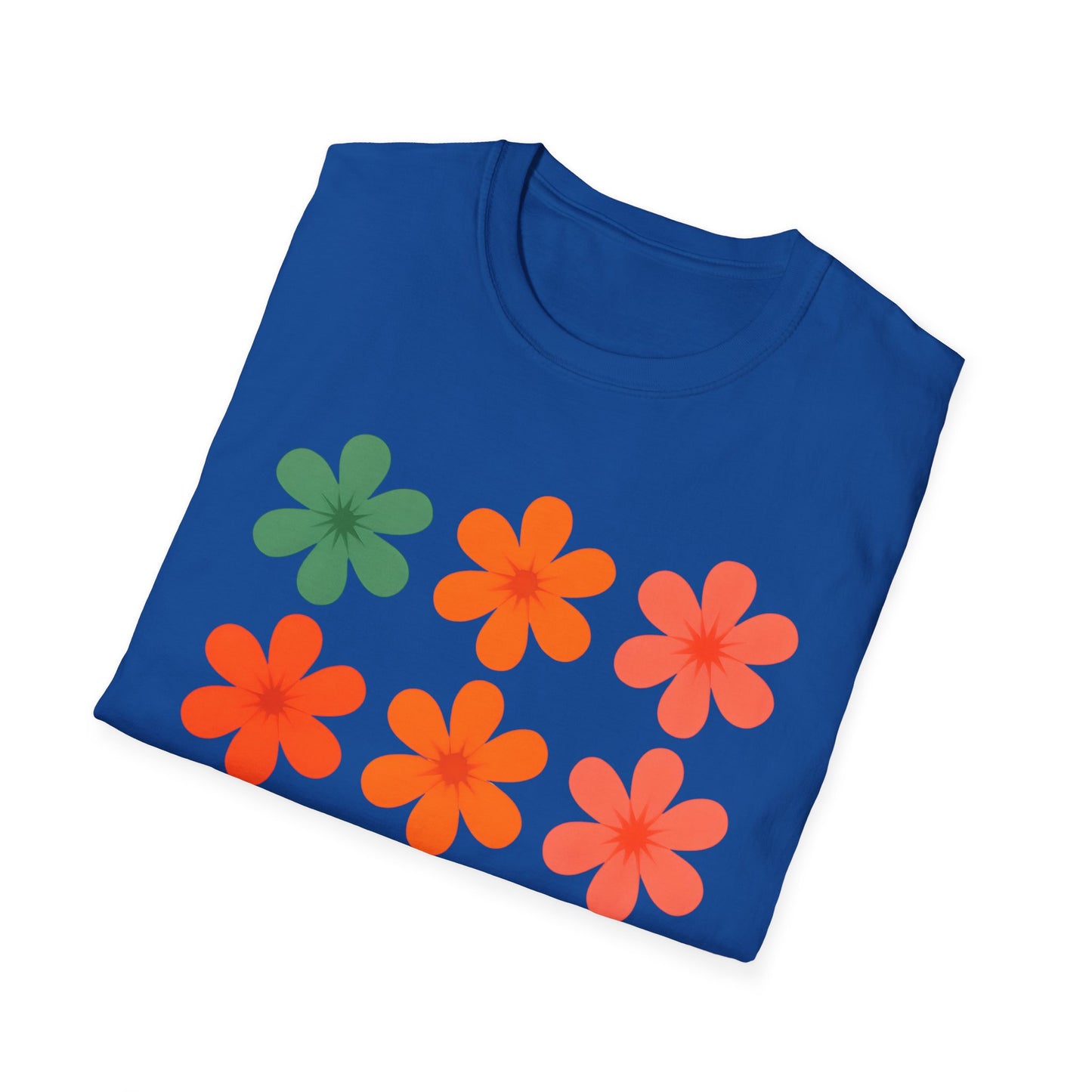 Vibrant Grid Flowers T-Shirt