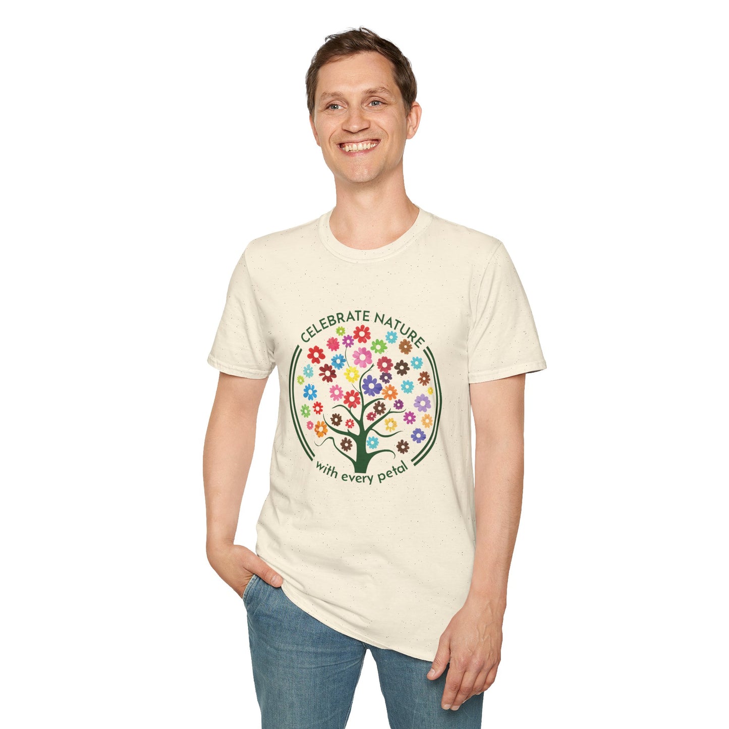 Celebrate Nature With Every Petal  - Logo Style Colorful Tree with Flowers T-Shirt