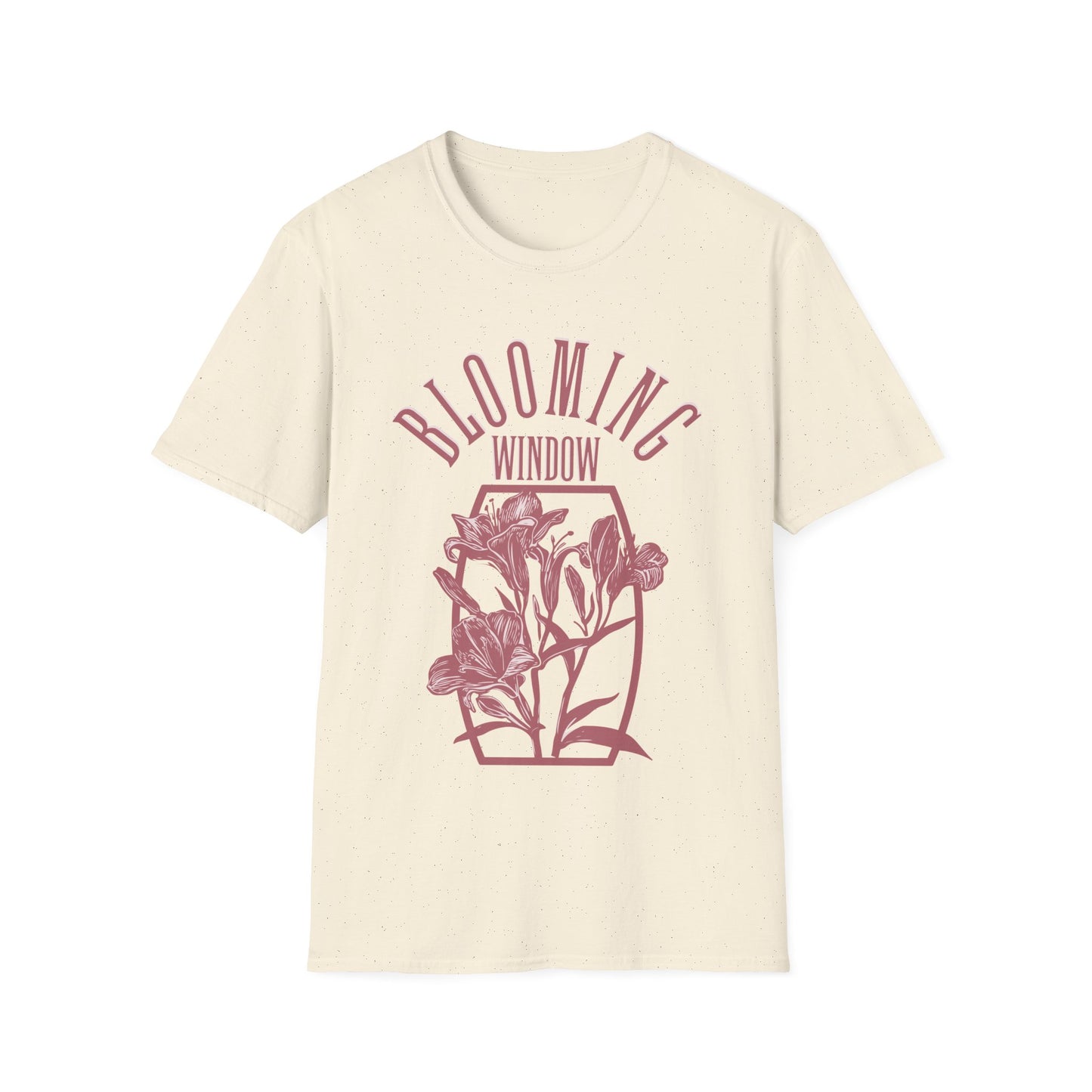 Blooming Window - Monochrome Pink Floral T-Shirt