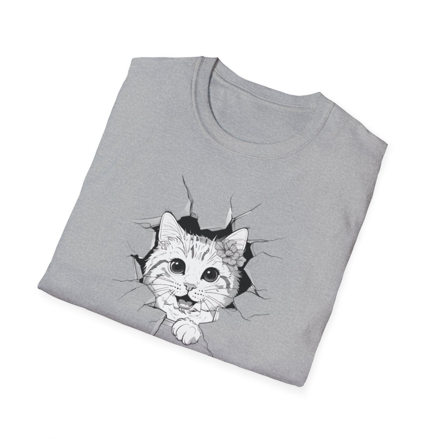 Meow-gical Entrance! - Playful Cute Kitten Breaking through Wall T-Shirt