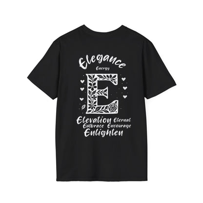 Letter E Flower T-Shirt - Letters Flowers Patterns Front And Back Design