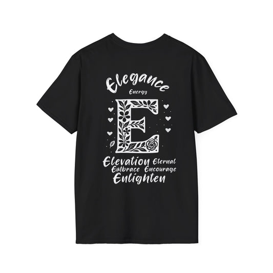 Letter E Flower T-Shirt - Letters Flowers Patterns Front And Back Design