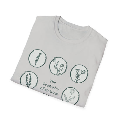 The Geometry of Natural Magic - Minimalistic Floral Grid T-Shirt