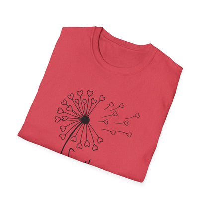 So (Sow) much love T-Shirt -Minimalistic Dandelion with Heart Shapes Design