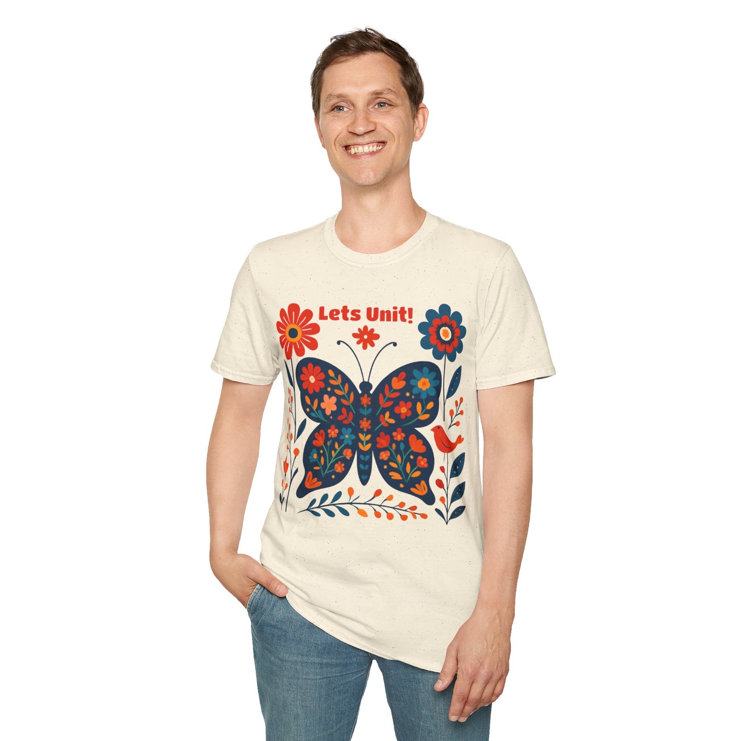 Lets Unit! - Vibrant Boho Butterfly Floral T-Shirt