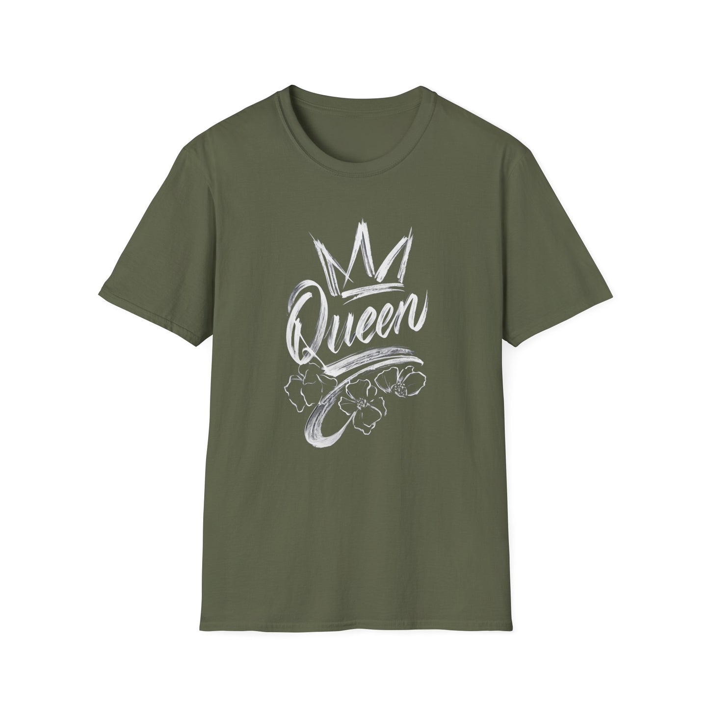 Queen T-Shirt – Chalkboard Art Crown Floral Design