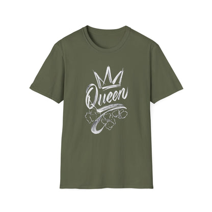 Queen T-Shirt – Chalkboard Art Crown Floral Design