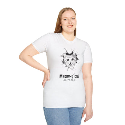 Meow-gical Entrance! - Playful Cute Kitten Breaking through Wall T-Shirt