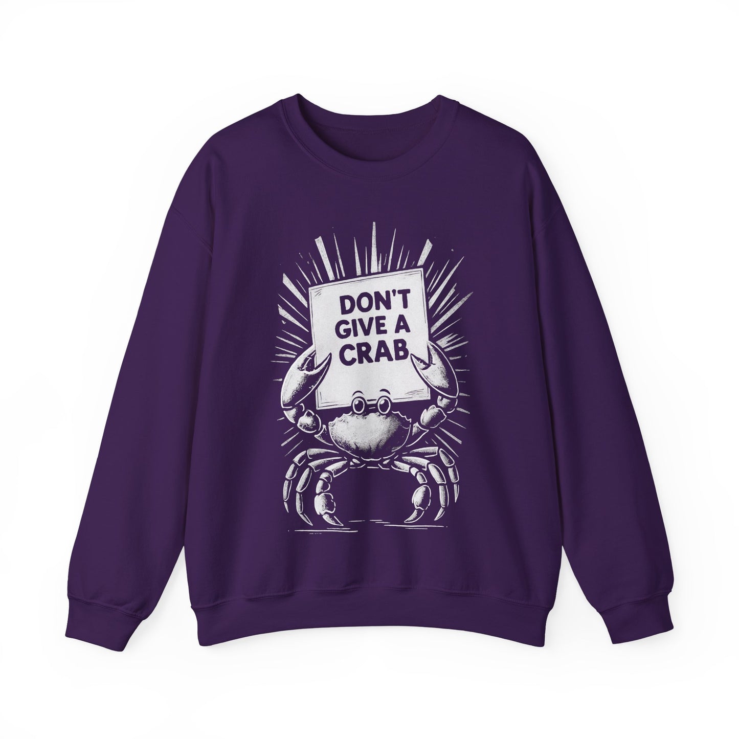 Don't Give A Crab! - Playful White Stencil Crab Holding A Sign Sweatshirt