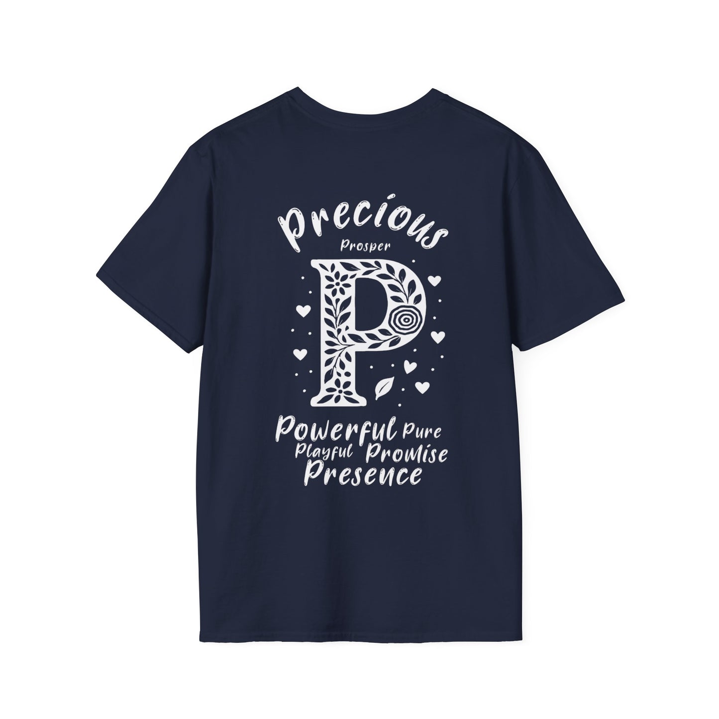 Letter P Flower T-Shirt - Letters Flowers Patterns Front And Back Design