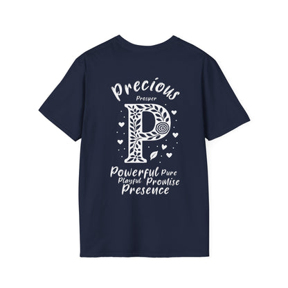 Letter P Flower T-Shirt - Letters Flowers Patterns Front And Back Design
