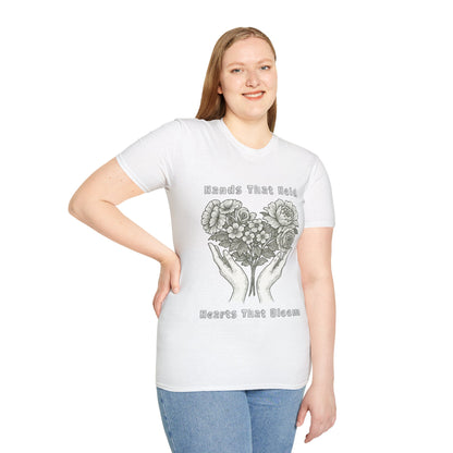 Hands That Hold, Hearts That Bloom - Monochrome T-Shirt