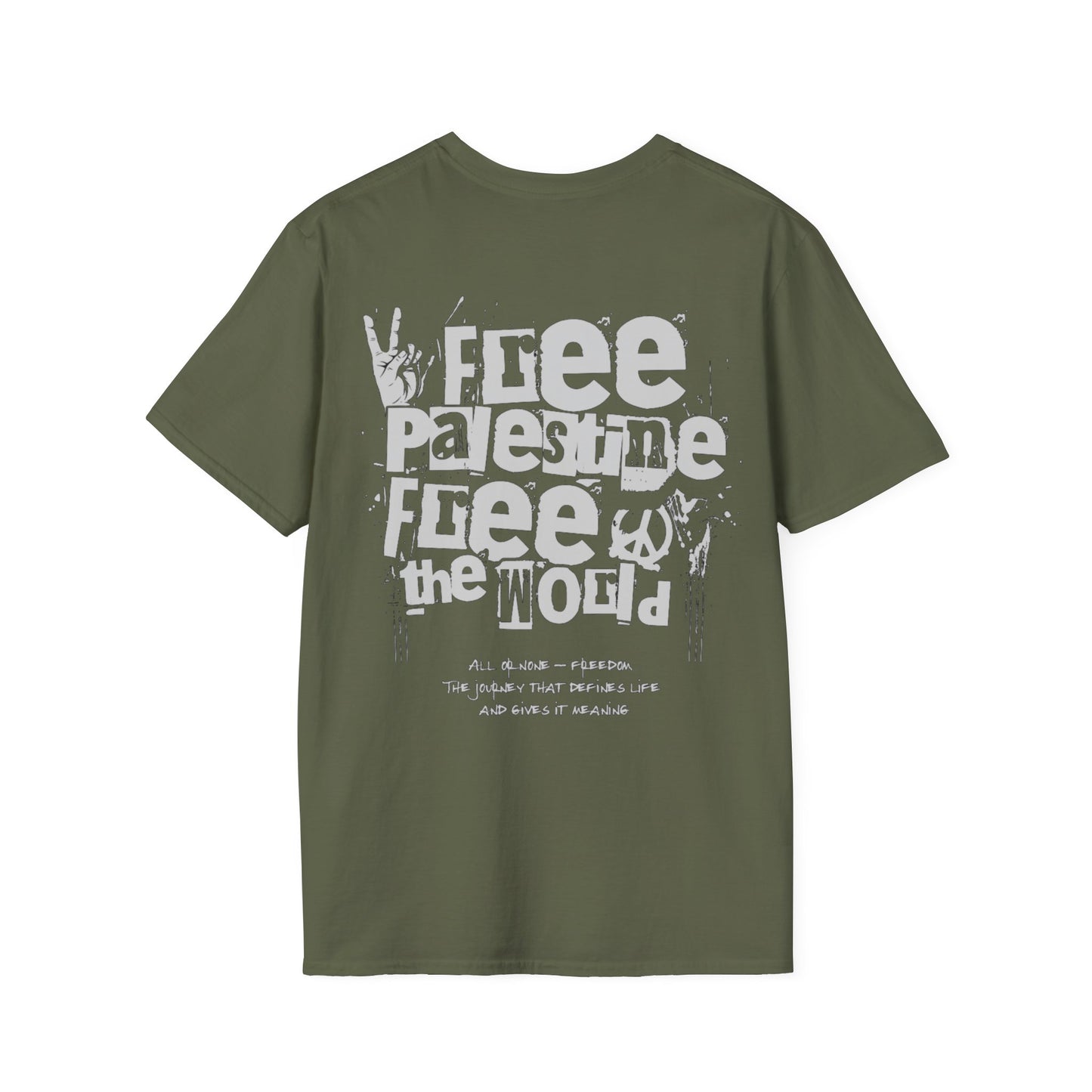 Free Palestine Free The World - Monochrome Graffiti T-Shirt