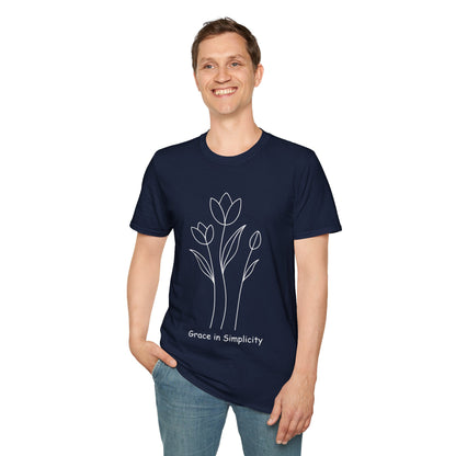 Tulip Outline T-shirt - Minimalistic Floral Design