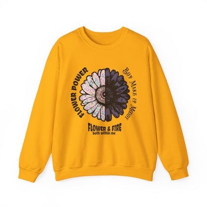 Flower Power but Make it Moody - Symmetrical Flower of Contrasting Design Sweatshirt