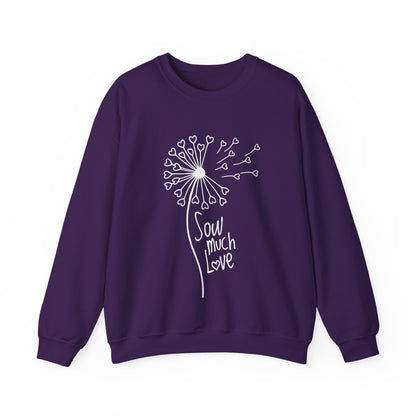 So (Sow) much love - Playful Minimalistic Dandelion with Heart Shapes Sweatshirt
