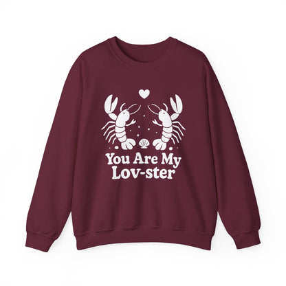 You Are My Lov-ster - White Retro Cartoon of a Couple Lobsters Sweatshirt
