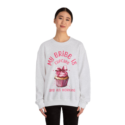 My Bribe Cupcake Makes and its working -  Watercolor Pink Cupcake Sweatshirt