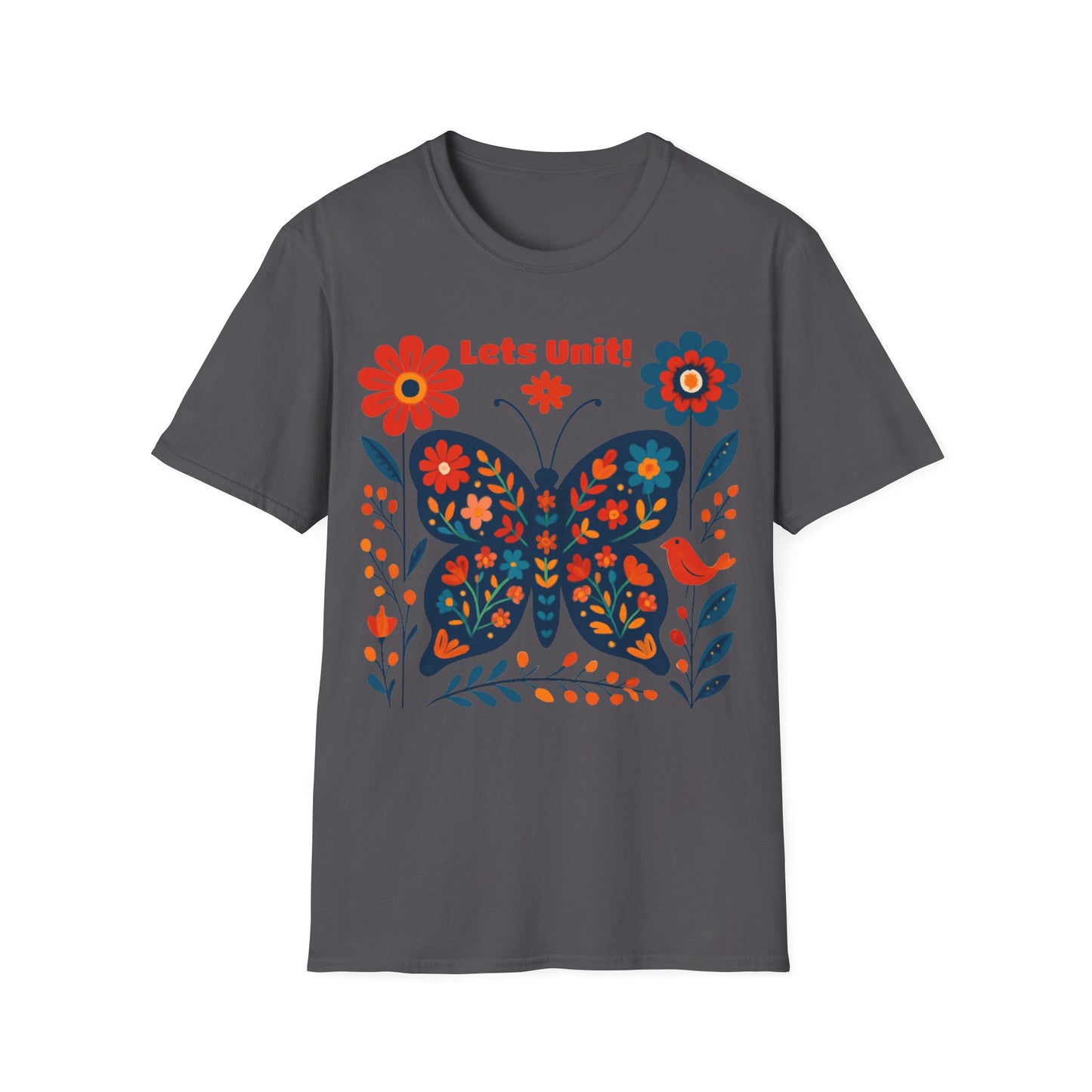 Lets Unit! - Vibrant Boho Butterfly Floral T-Shirt