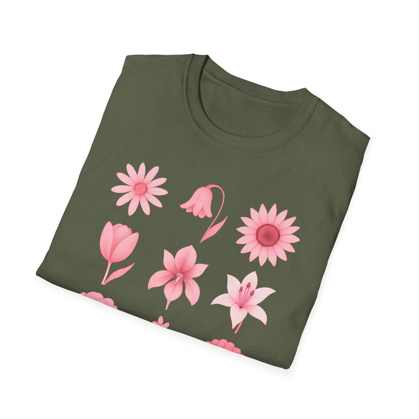 Pink Flowers Grid T-Shirt