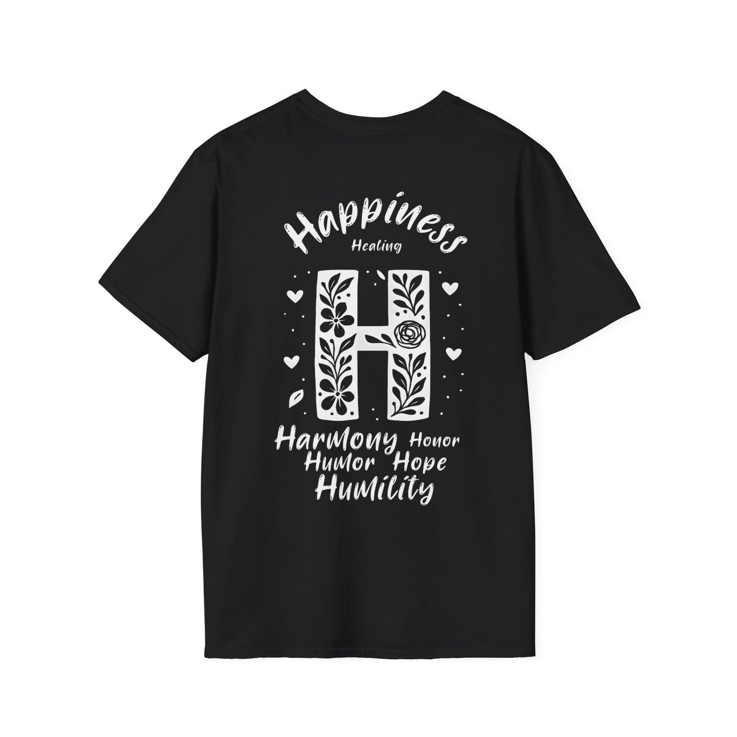 Letter H Flower T-Shirt - Letters Flowers Patterns Front And Back Design