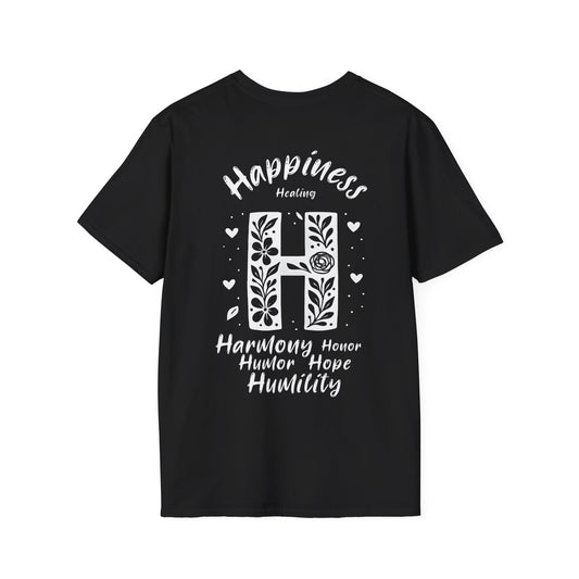 Letter H Flower T-Shirt - Letters Flowers Patterns Front And Back Design