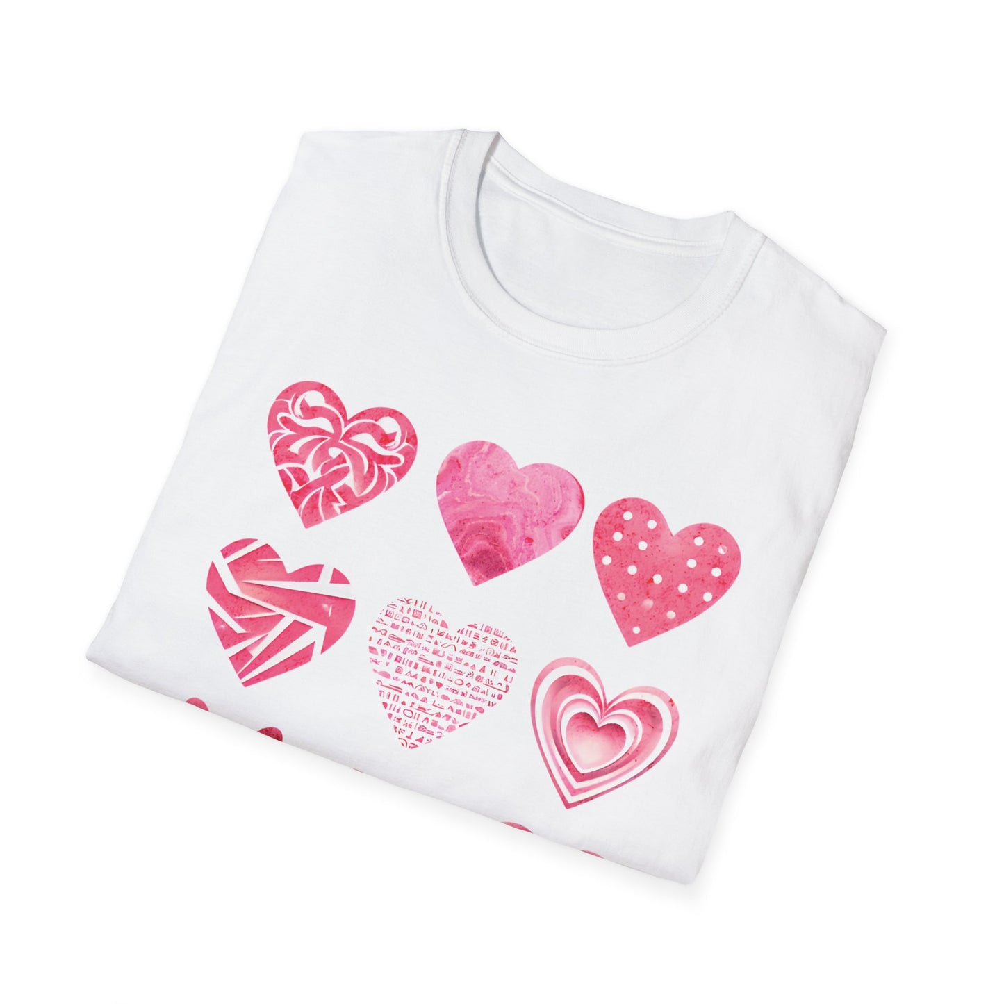 Grid of Different Pink Heart Patterns T-Shirt