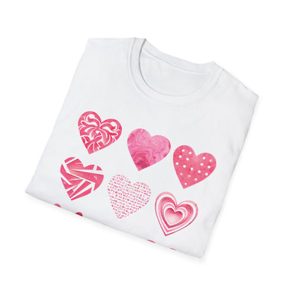 Grid of Different Pink Heart Patterns T-Shirt