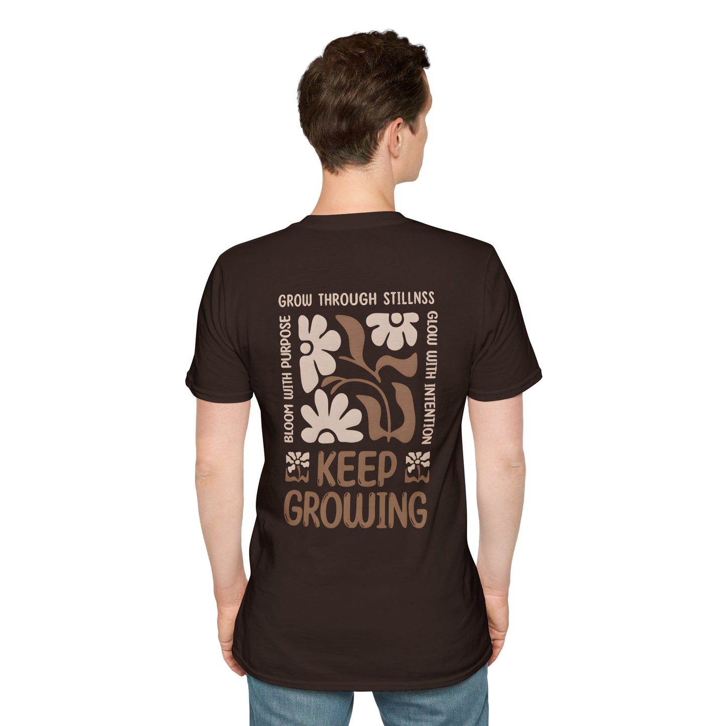 Keep Growing Boho Style Floral T-Shirt - Front And Back Design