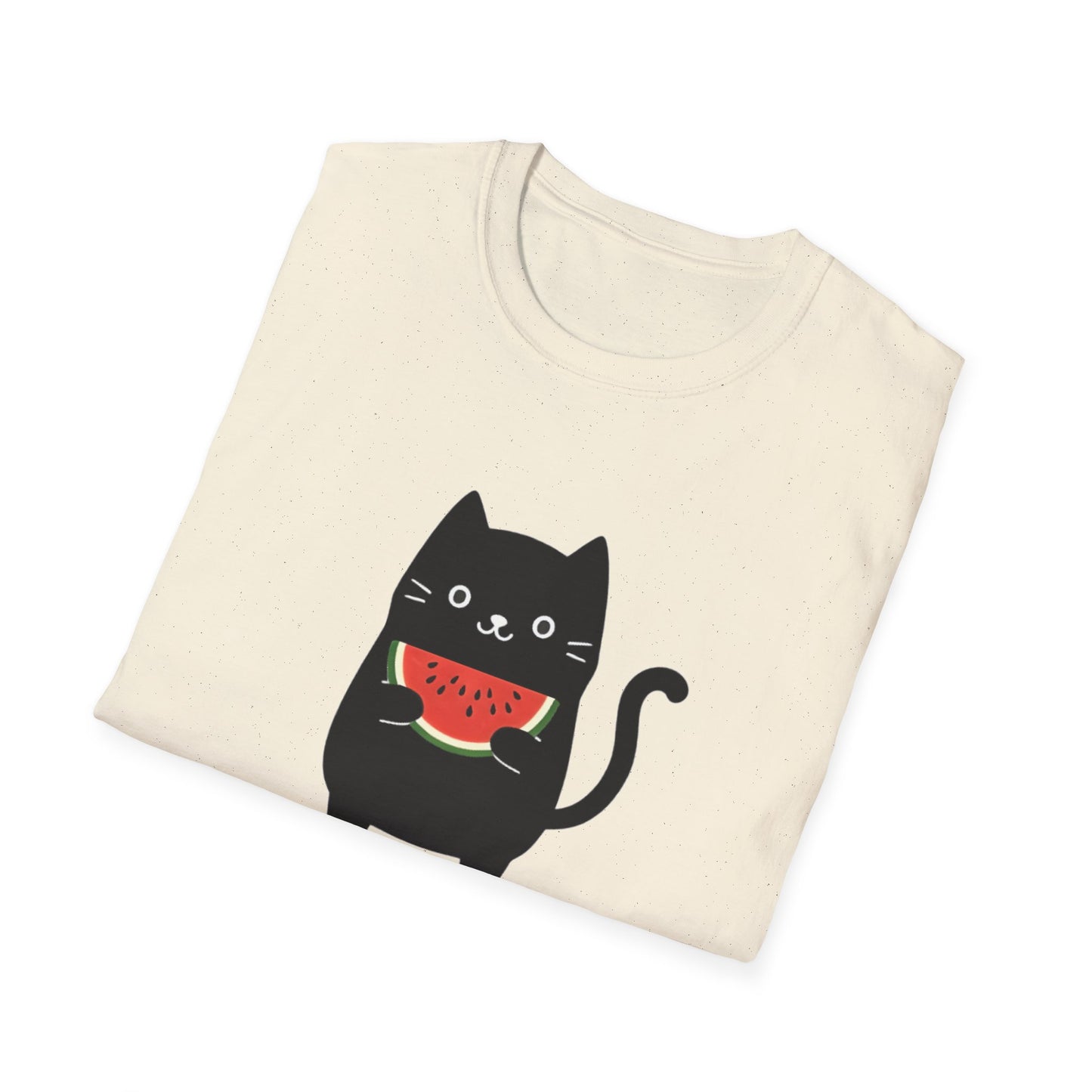 Watermeowlon Kitty T-Shirt - Cat Silhouette with Colorful Watermelon slice Design