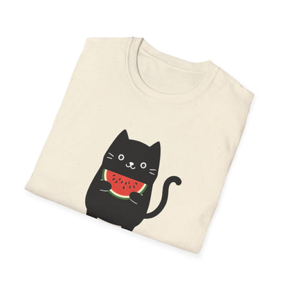 Watermeowlon Kitty T-Shirt - Cat Silhouette with Colorful Watermelon slice Design