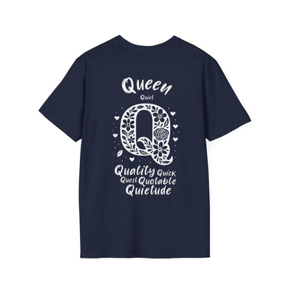 Letter Q Flower T-Shirt - Letters Flowers Patterns Front And Back Design