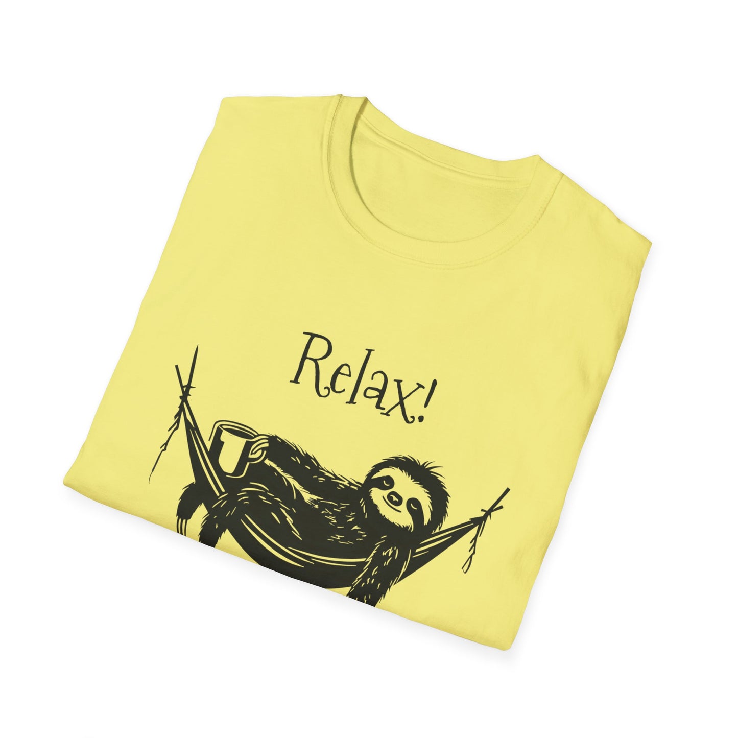 Relax, We Are All Crazy, It Is Not A Competition - Minimalistic Sloth Silhouette In Hammock With Coffee T-Shirt